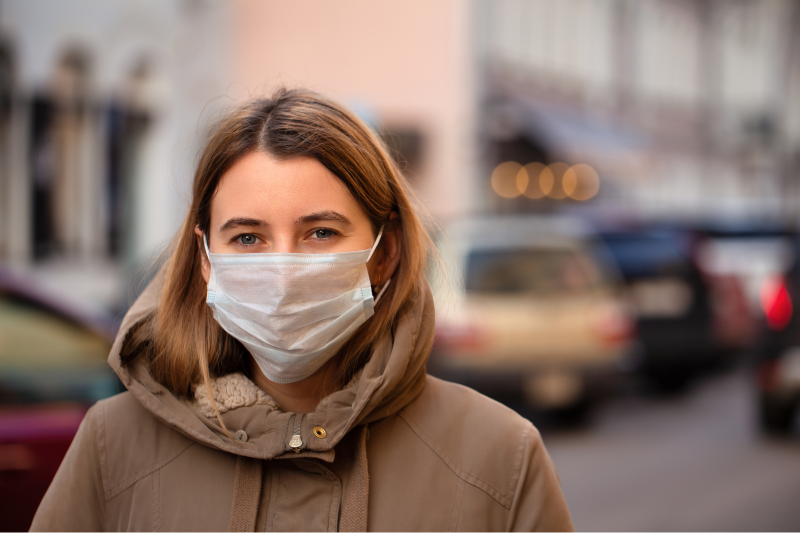 Woman wearing face mask during coronavirus outbreak